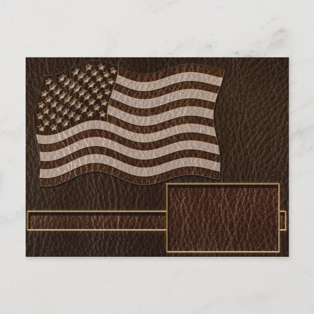Leather Look USA Flag Dark Postkarte (Vorderseite)