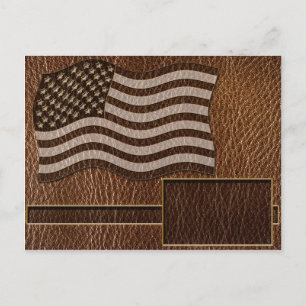 Leather-Look USA Flag Postkarte
