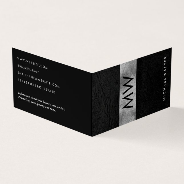 Leather Luxe für Minimalistische Monogram-Imitate Visitenkarten (Vorderseite)