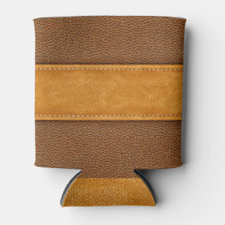 Leather Luxe: Stitched Brown Elegance Dosenkühler