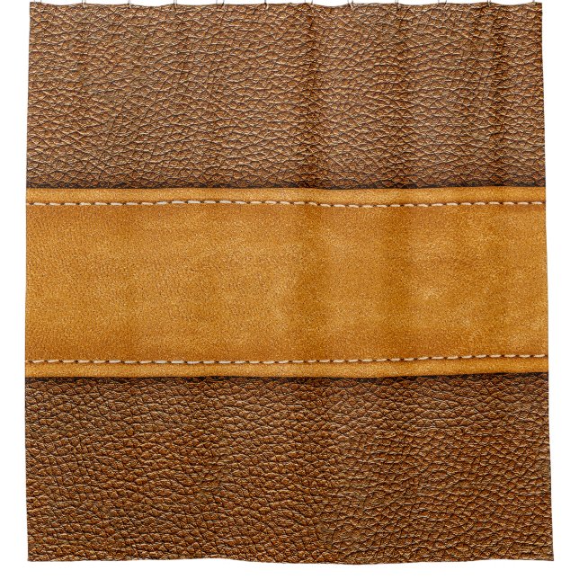 Leather Luxe: Stitched Brown Elegance Duschvorhang (Vorderseite)