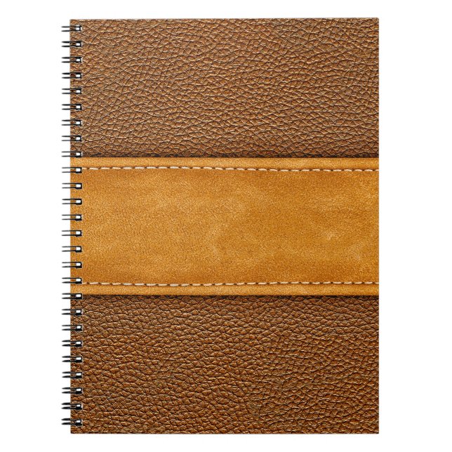 Leather Luxe: Stitched Brown Elegance Notizblock (Vorderseite)