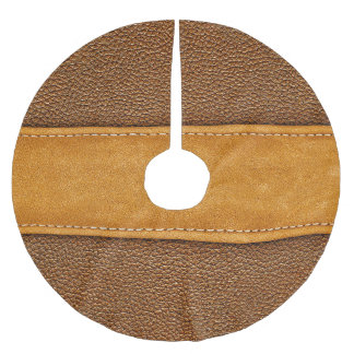 Leather Luxe: Stitched Brown Elegance Polyester Weihnachtsbaumdecke