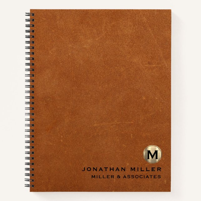 Leather Luxury Gold Erstlogo Notizbuch (Vorderseite)