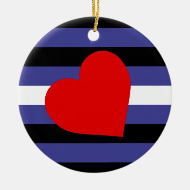 Leather Pride Flag und Herz Keramik Ornament (Vorne)