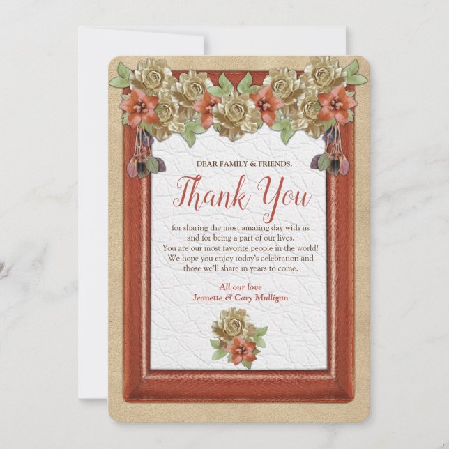 Leather & Suede Texture Art Vielen Dank Einladung (Vorderseite)