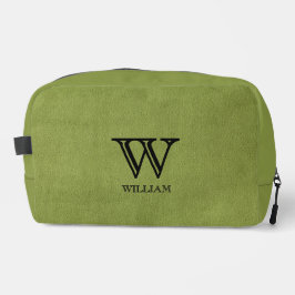 Leather Texture Black Monogram Name Waschbeutel