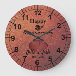 Leather Theme 3rd Wedding Anniversary Clock Große Wanduhr