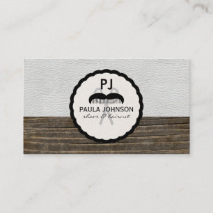 Leather Vintagen Holzbarbermonogramm Visitenkarte
