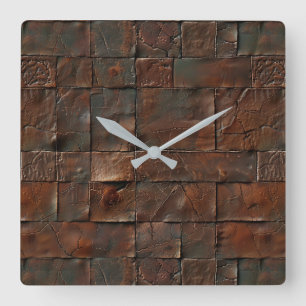 Leather Wall Clock Quadratische Wanduhr