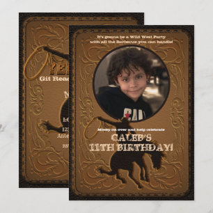 Leather Western Wild West Cowboy Birthday Foto Einladung