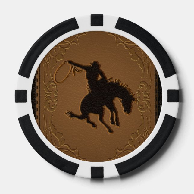 Leather Western Wild West Cowboy Rustikales Land Pokerchips (Vorderseite)