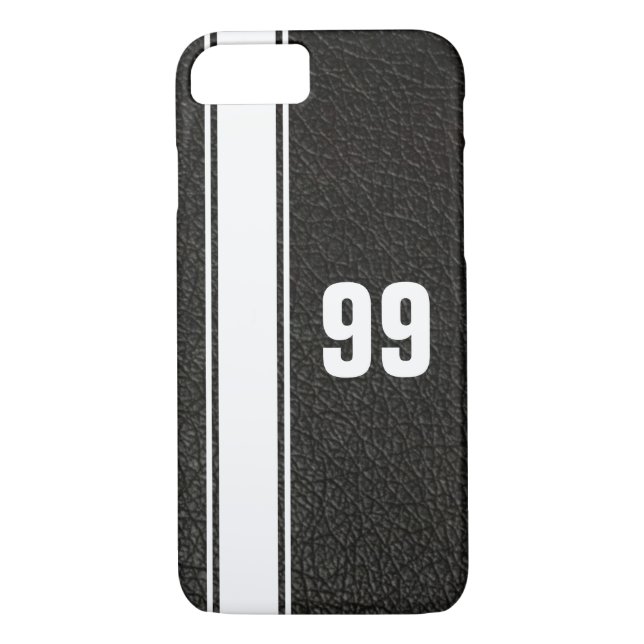 Leather & White Stripe Jersey Numbered iPhone Case (Rückseite)