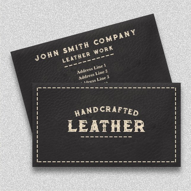 Leatherworker Handwerker Black Visitenkarte (Leatherworker Craftsman Black Business Card)