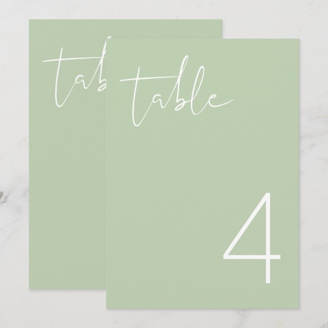 LEAV Vibranel Pastel Green Einfache Tischnummer (Vorne/Hinten)