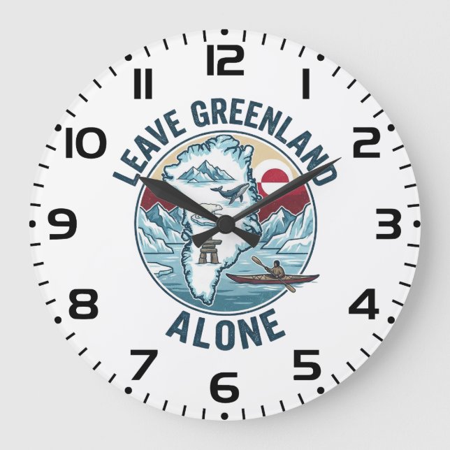 Leave Greenland Alone Große Wanduhr (Vorderseite)