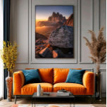 Leave Nothing But Footprints Poster<br><div class="desc">Epic mountain landscape with dramatic peaks and golden sunlight. Rock in the foreground with an inspirational message about environmental preservation. Perfect for nature lovers,  trekking and mountaineering. A work that combines natural beauty with ecological awareness,  ideal for decoration,  posters and outdoor motivation.</div>