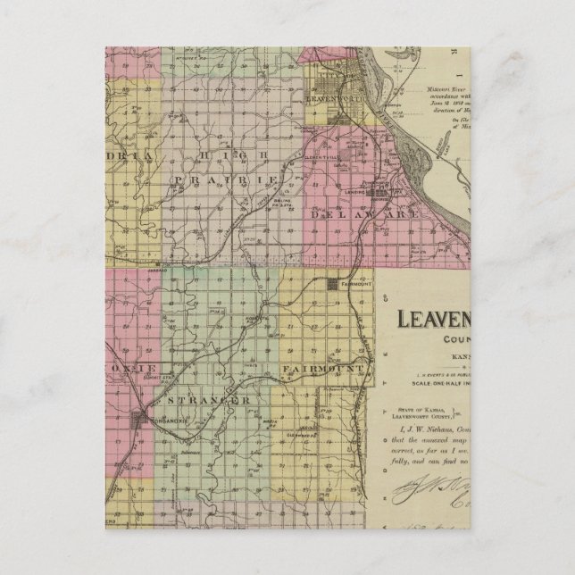 Leavenworth Landkreis, Kansas Postkarte (Vorderseite)