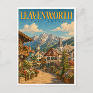 Leavenworth Washington Alpine Village GeoSaga Postkarte