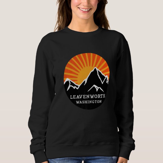 Leavenworth Washington Retro Sunset Mountains Vint Sweatshirt (Vorderseite)