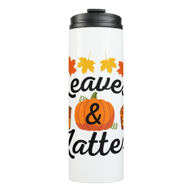 Leaves And Latte Fall Autumn Thermosbecher (Vorderseite)