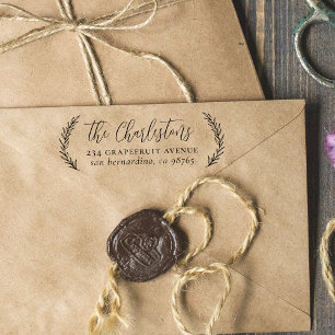 Leaves Calligraphy Family Return Address Permastempel
