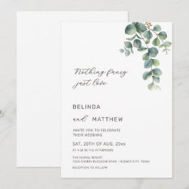 Leaves Greenery Watercolor Flowers Casual Wedding Einladung