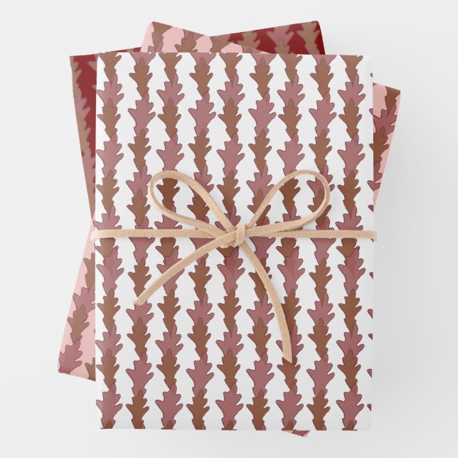 Leaves in Rich Reds Holiday Gift Paper Geschenkpapier Set (Beispiel)