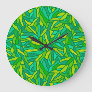 Leaves patchwork große wanduhr