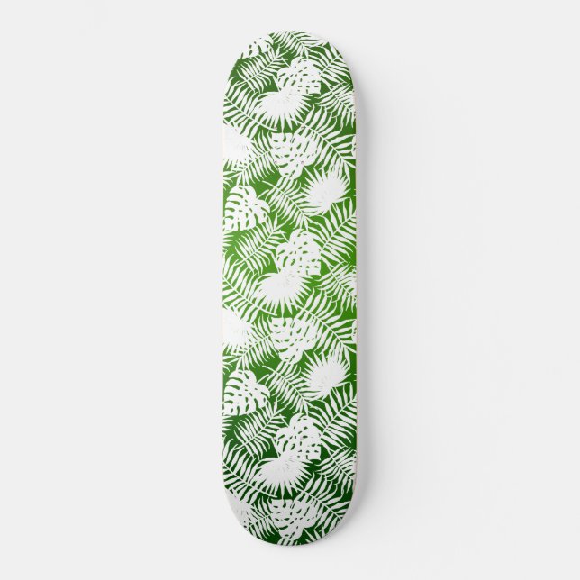 LEAVES SEAMLESS PATTERN GREEN WHITE  SKATEBOARD (Vorderseite)