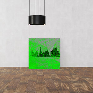 Leaves veins over the city skyline - Abstract Fotodruck