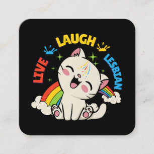 Leb Lesbische Flagge Regenbogen Katze Pride Monat Quadratische Visitenkarte