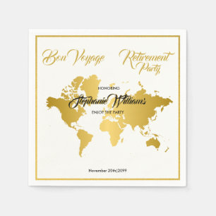Leb wohl Goldene Grenze Weltkarte Ruhestandsparty Serviette