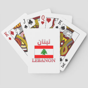 Lebanon Flag لبنان Arabic & English WordArt Cool Spielkarten