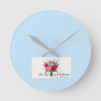 • Lebe das Leben in voller Blüte Florale Tischläu Runde Wanduhr