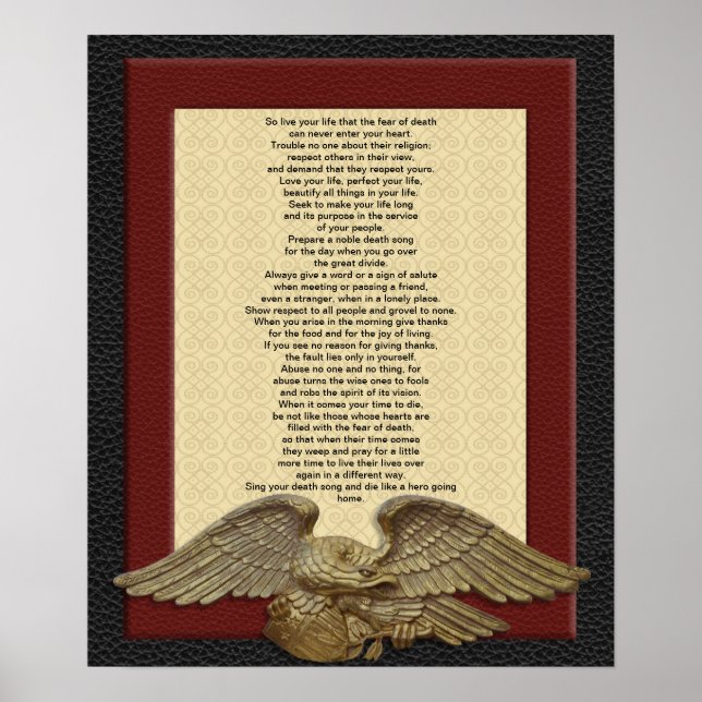 "Lebe dein Leben", Chef Tecumseh mit Goldadler Poster (Vorne)