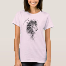 "Lebe den Traum B&W Whimsical Abstrakt Horse