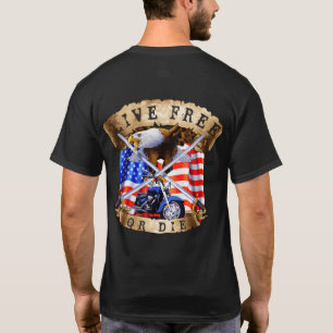 Lebe frei oder stirb, Motorrad Patriot, Adler, T-Shirt