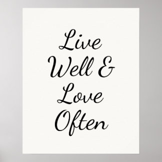 Lebe gut und liebe oft Moderne Schrift Poster