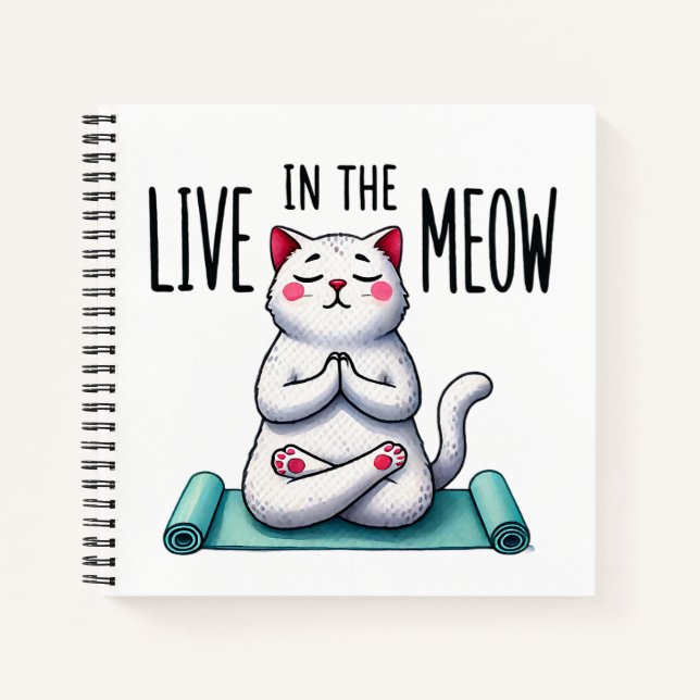"Lebe in the Meow" Funny Cat Lover Notizbuch (Vorderseite)