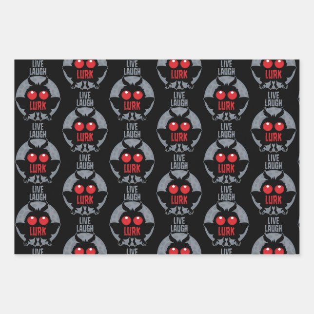 Lebe Lache Lauere Mothman Kryptid Geschenkpapier Set (Vorderseite)