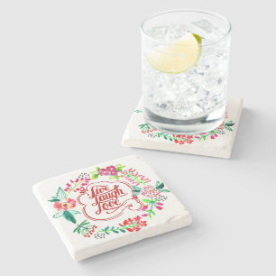 Lebe lache liebe floral  steinuntersetzer
