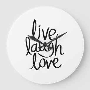 Lebe Lache Liebe – Klassische Inspirierende Typogr Große Wanduhr