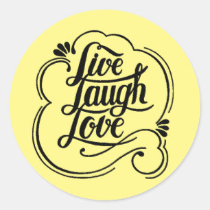 Lebe, lache, liebe runder aufkleber