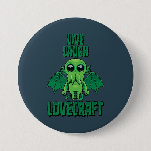 Lebe Lache Lovecraft Süßer Cthulhu Button (Vorderseite)