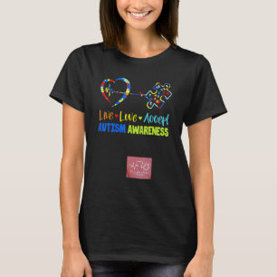 Lebe Liebe Akzeptiere Autismus-Bewusstsein 3 T-Shirt