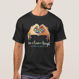 Lebe Liebe Akzeptiere Autismus-Bewusstsein Puzzle T-Shirt