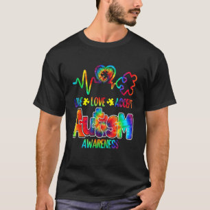 Lebe Liebe Akzeptiere Autismus-Bewusstsein Unterst T-Shirt