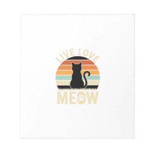 Lebe Liebe Miau Vintage-Katze Sonnenuntergang Desi Notizblock