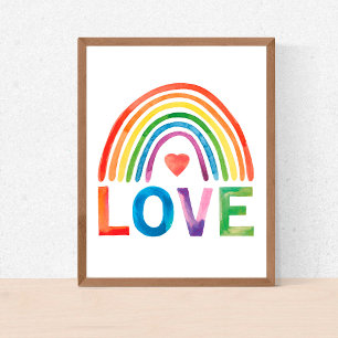 LEBE Liebevolle Regenbogen-Nursery-Kinderdeko Poster